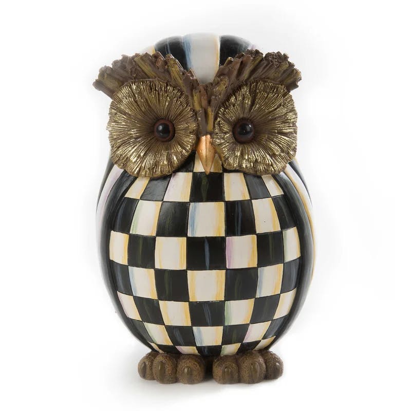 Autumn Charm Courtly Check Resin Owl Figurine