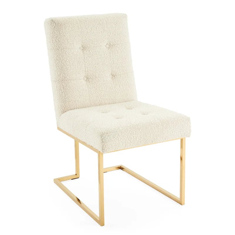 Olympus Oatmeal Upholstered Velvet Side Chair with Brass Finish