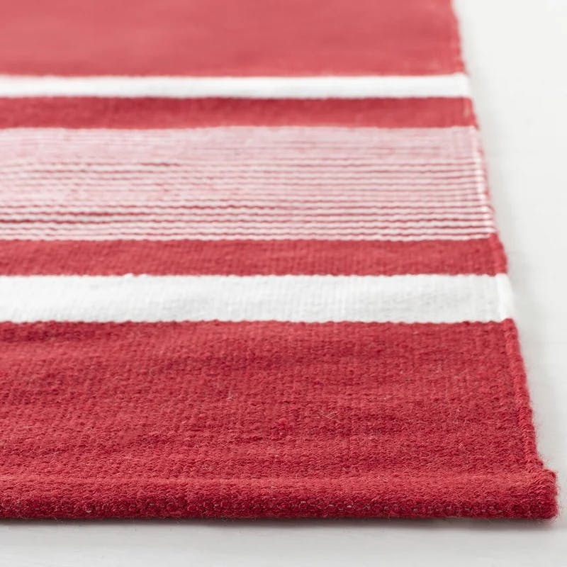 Hanover Stripe Red Synthetic 9' x 12' Easy-Care Area Rug