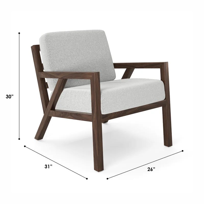 Wilson Mid-Century Walnut Wood & Off-White Fabric Accent Chair