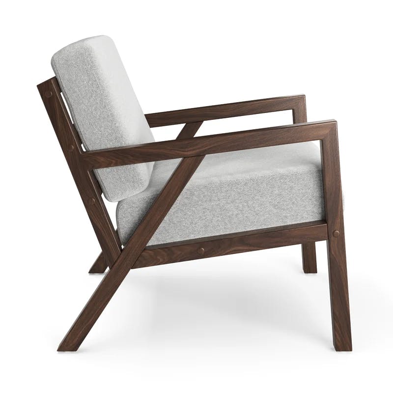 Wilson Mid-Century Walnut Wood & Off-White Fabric Accent Chair