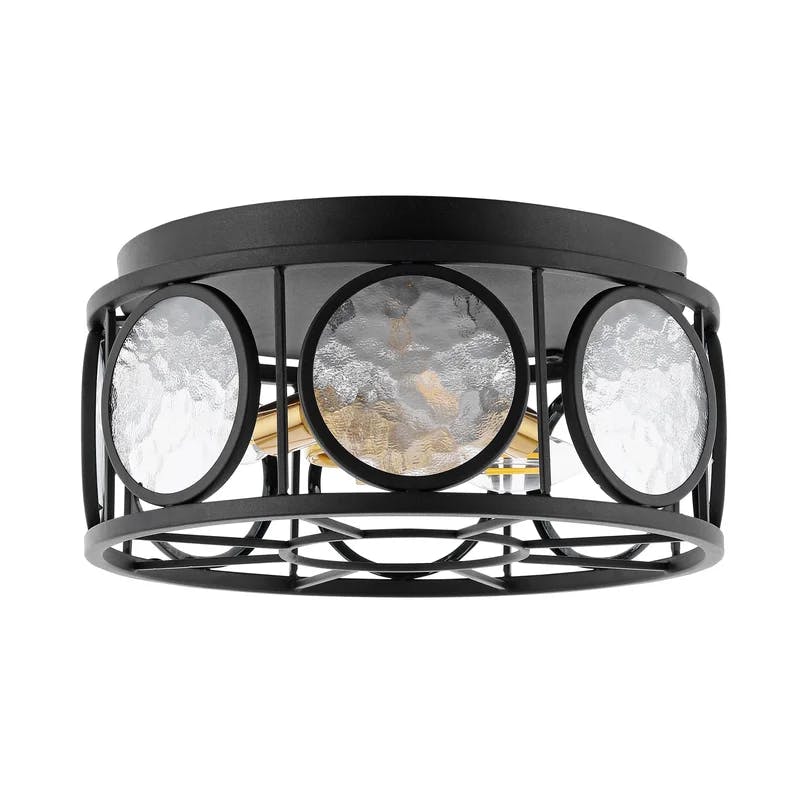 Victorian Inspired 13" Black Glass LED Flush Mount Light