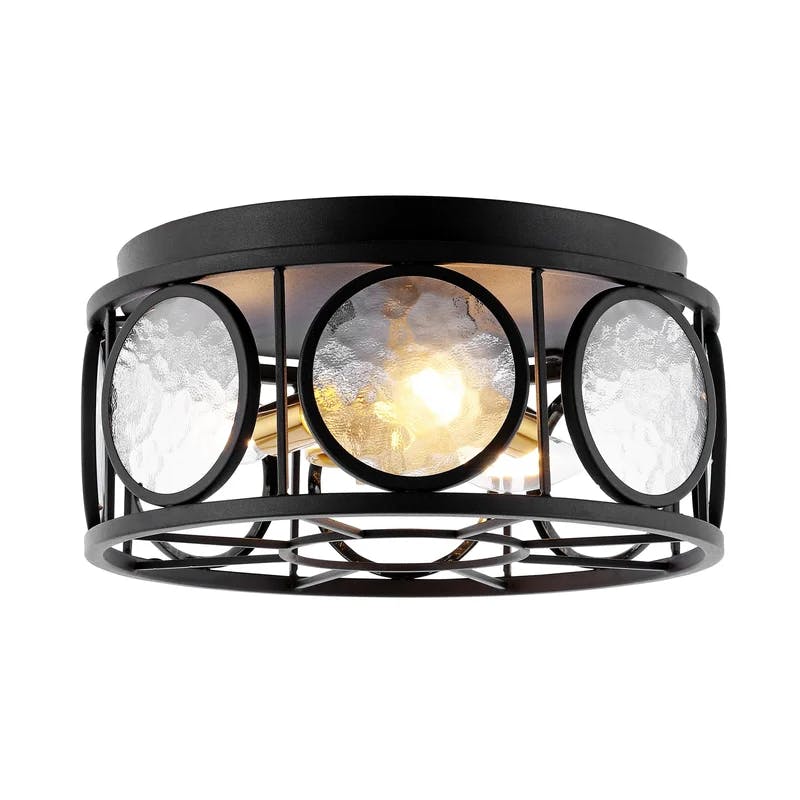 Victorian Inspired 13" Black Glass LED Flush Mount Light