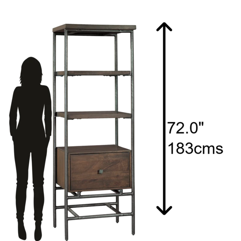 Sedona Transitional 3-Tier Adjustable Wood Bookcase in Brown