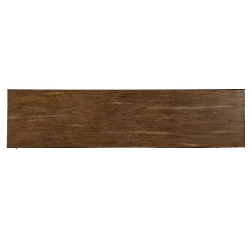 Nut Brown Acacia 72'' Transitional Media Console with Gold Accents
