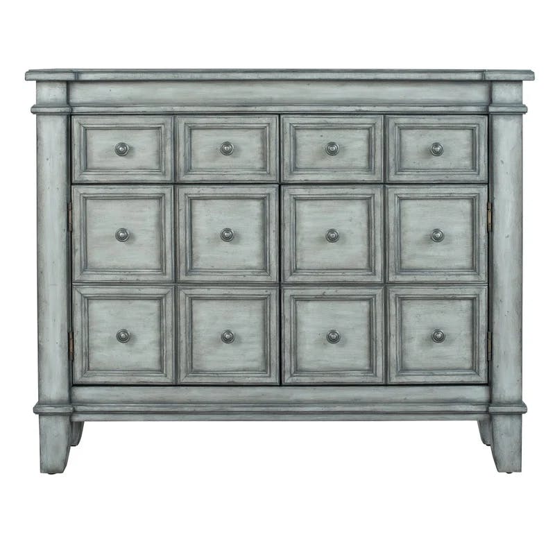 Transitional Gray 44" Solid Wood Apothecary Storage Cabinet