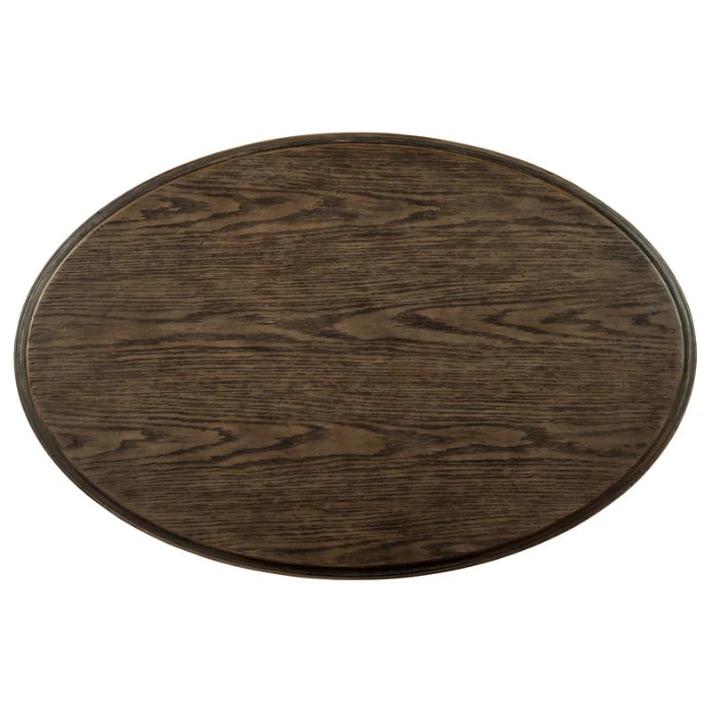 Transitional Oval Lift-Top Coffee Table with Storage in Brown