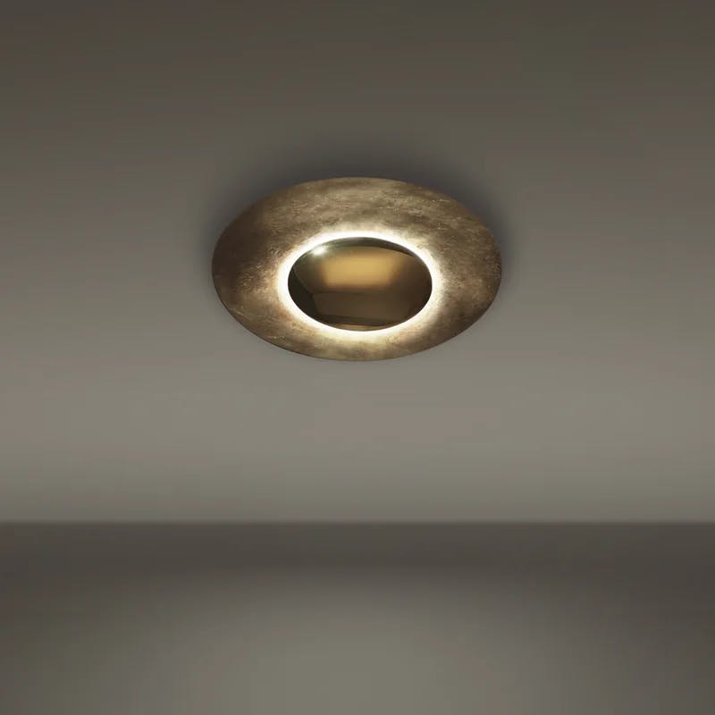 Energizing Gold Leaf LED Wall Sconce with White Diffuser Glass