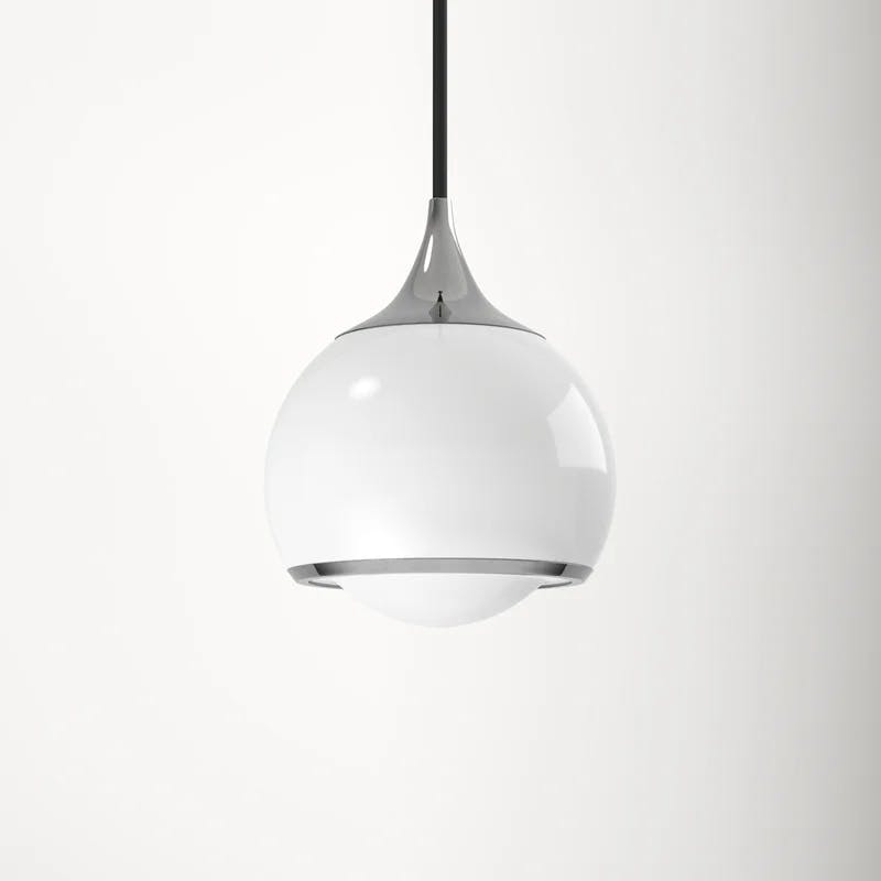 Reese Polished Nickel Globe Pendant with Opal Glass Shade