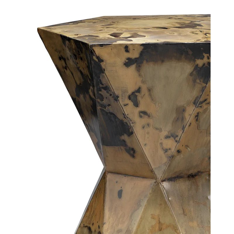 Cosmic Rustic Patina Iron Prism Side Table 19"x16.5"