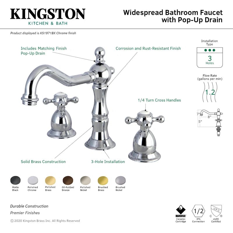 Elegant Heritage 8" Widespread Bathroom Faucet in Brushed Nickel