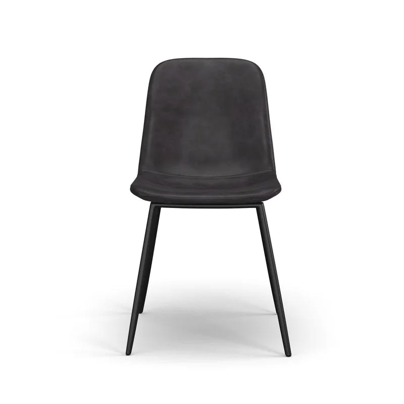 Maxine Slender High-Back Gray Vegan Leather Side Chair