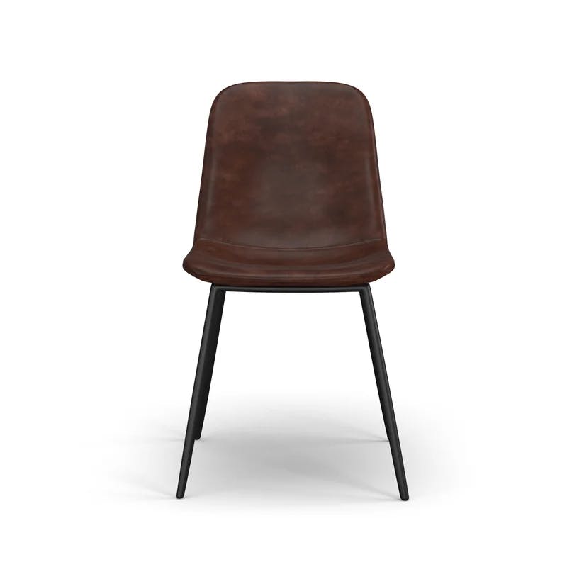 Tobacco Faux Leather Upholstered Side Chair with Metal Frame