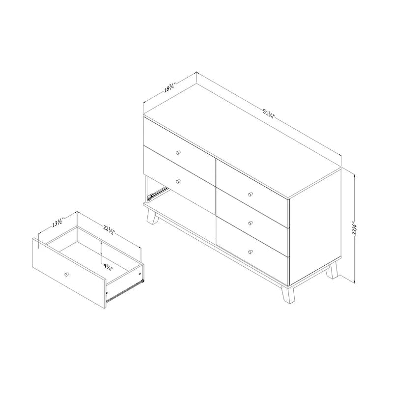 Nordik Oak 6-Drawer Contemporary Double Dresser