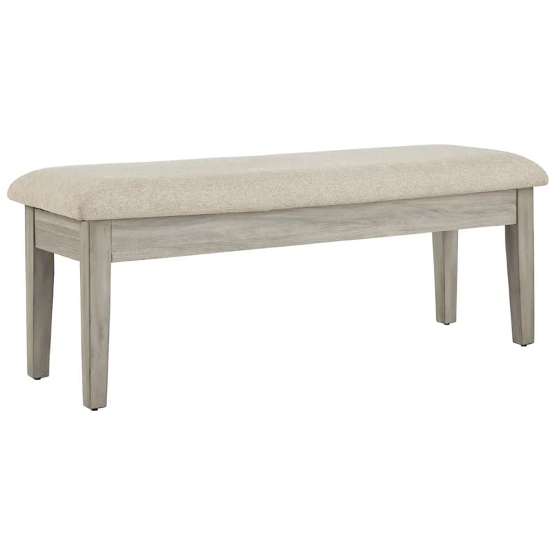 Modern Farmhouse 49" Beige Cushioned Storage Bench with Gray Finish