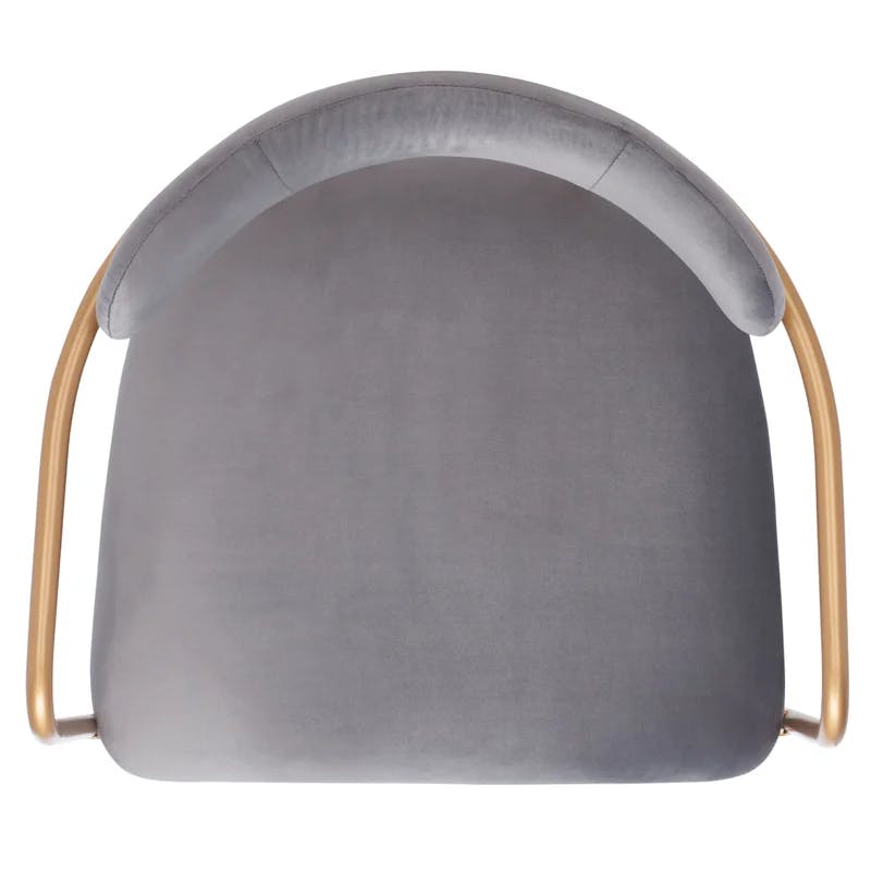 Elegant Dark Grey Velvet Upholstered Side Chair with Gold Metal Frame