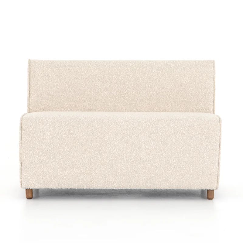 Modern Cream Boucle Upholstered Dining Bench - 48.5"