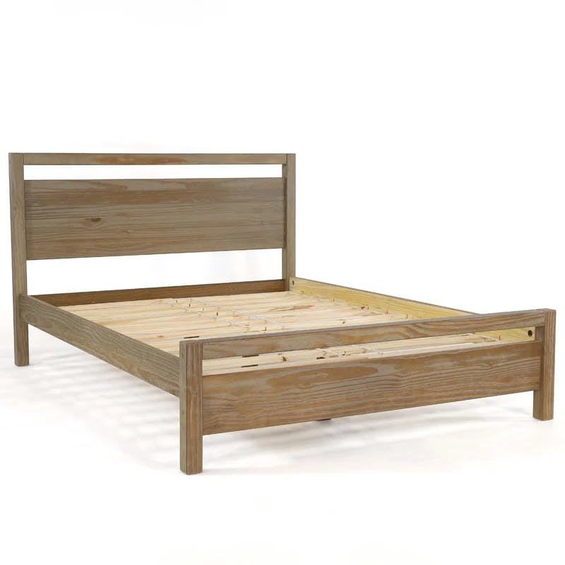 Loft Weathered Pine Solid Wood Full Platform Bed with Slats