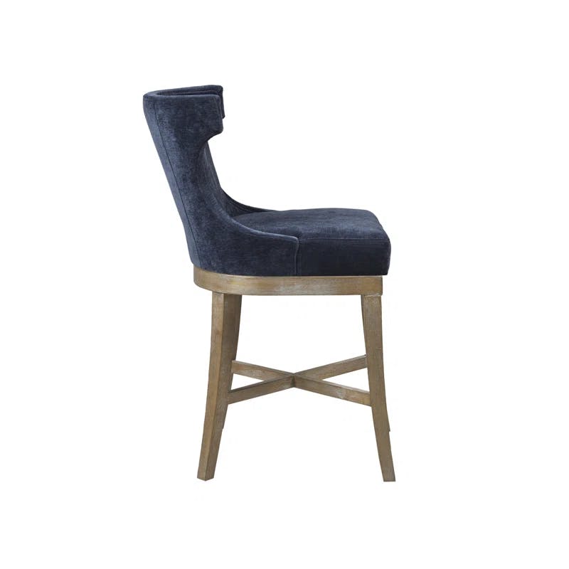Carson Navy Swivel Counter Stool with Wood and Acrylic