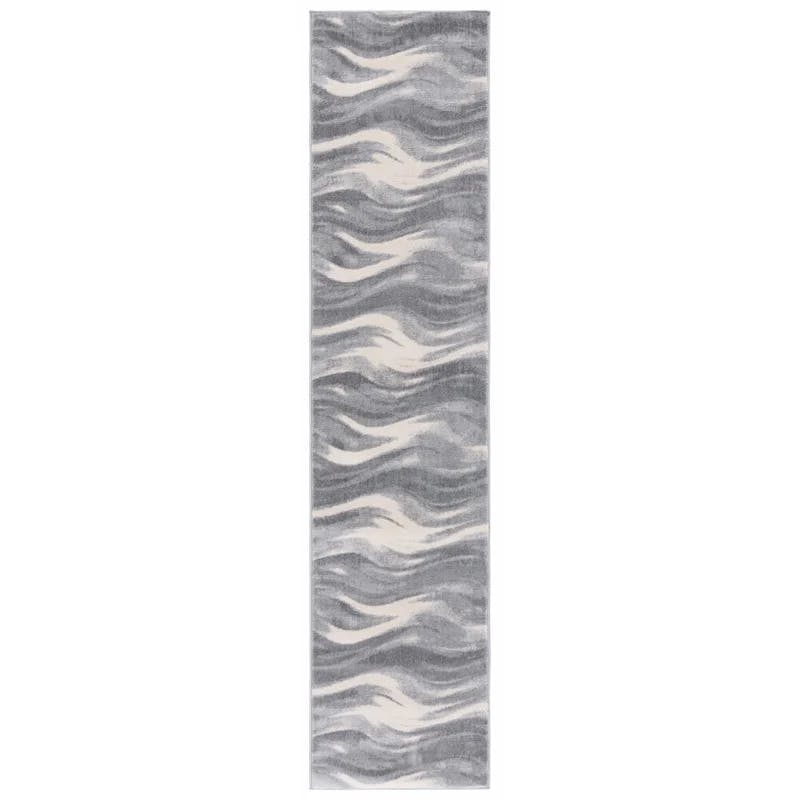 Contemporary Jasper Ivory Abstract 2' x 9' Synthetic Runner Rug