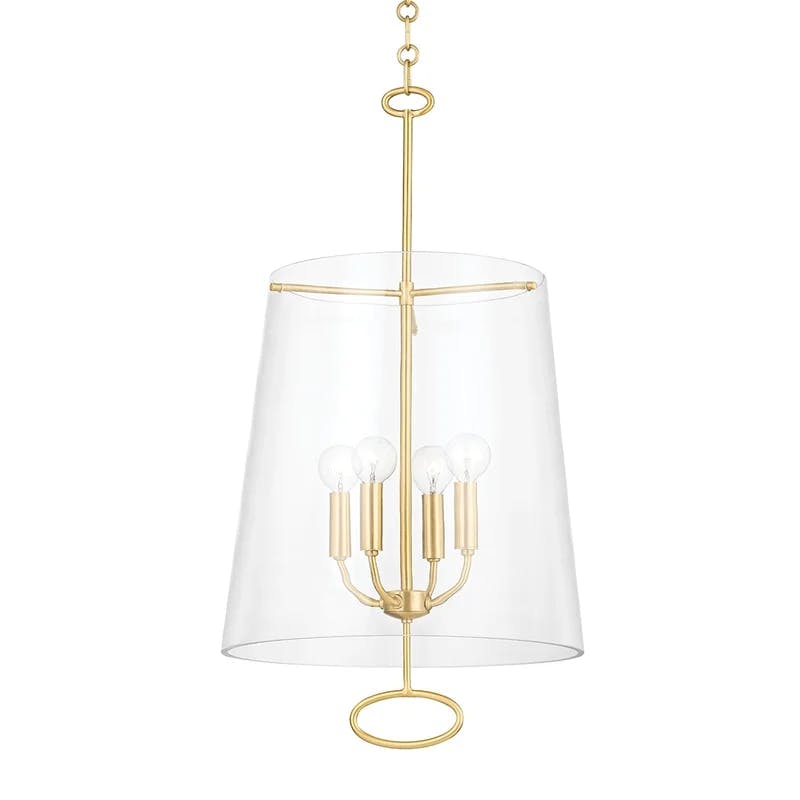 Howe Aged Brass 4-Light Drum Pendant with Clear Glass