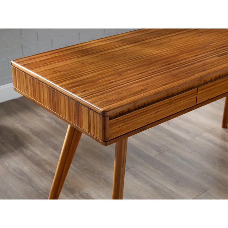 Amber Bamboo 60" Writing Desk with Splayed Legs and Drawers
