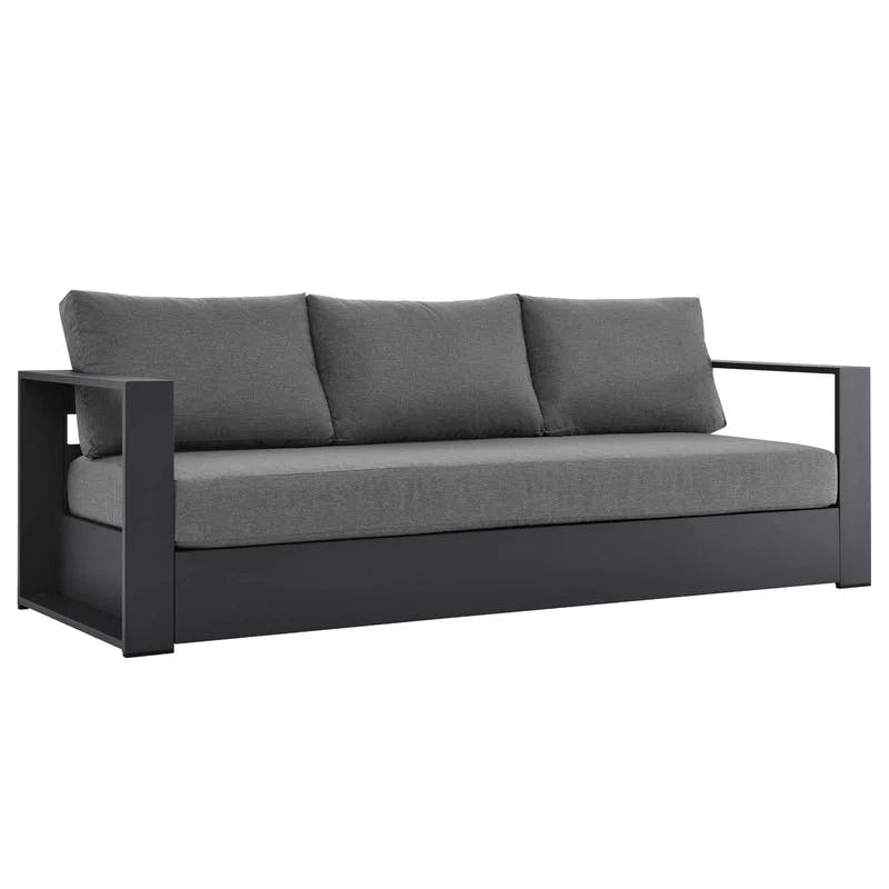 Charcoal Gray 89" Powder-Coated Aluminum Outdoor Sofa