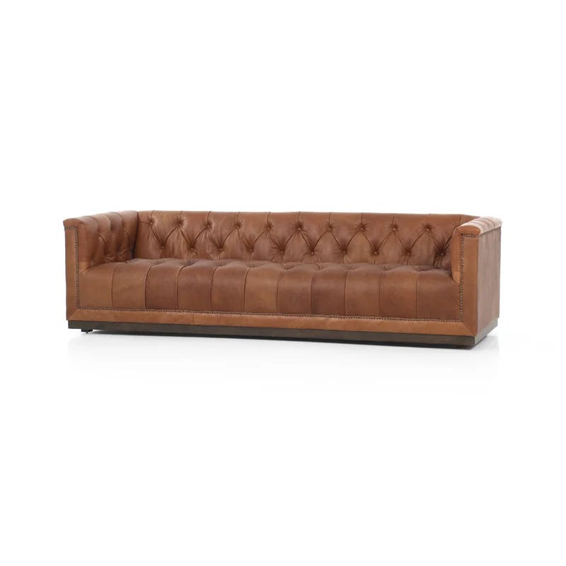Heirloom Sienna Tufted Leather Sofa with Nailhead Detail