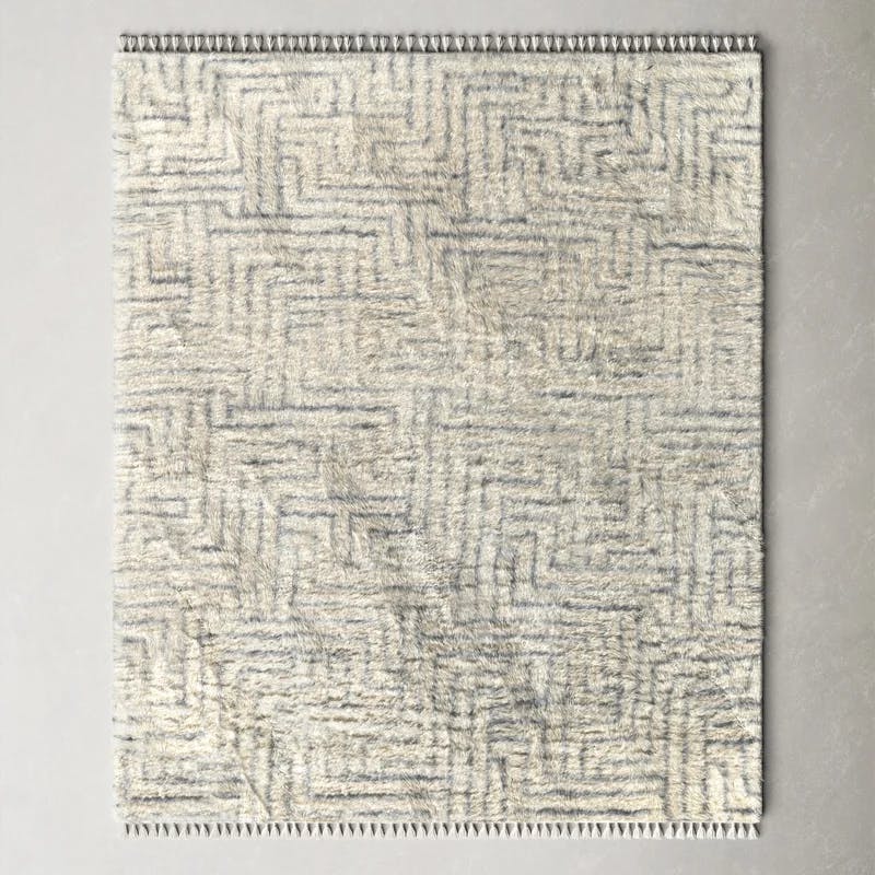 Risa Hand-Knotted Geometric Gray Wool 8'10" x 12' Area Rug