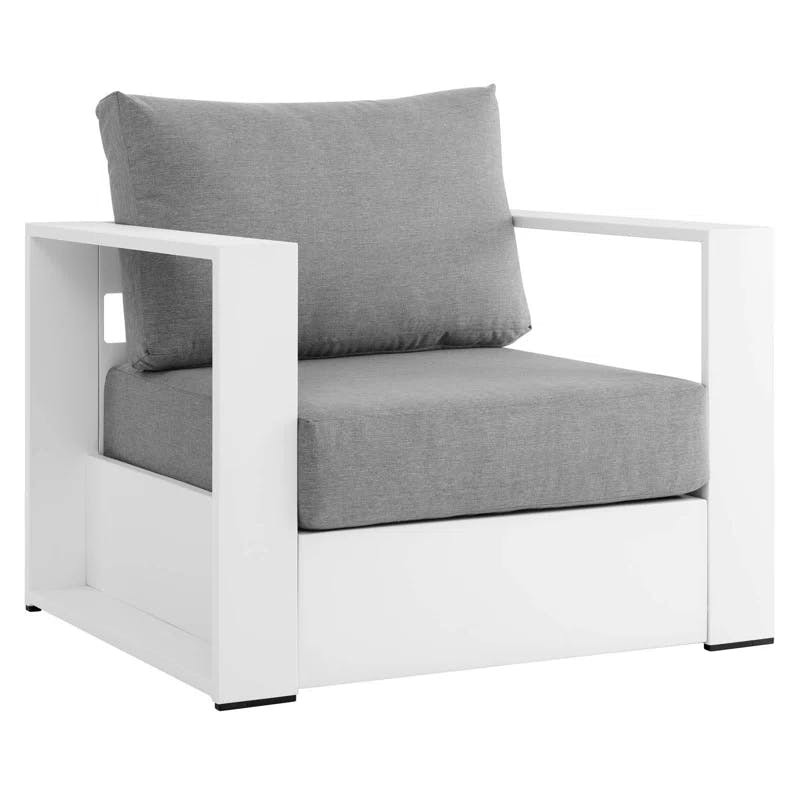 Tahoe Modern 72" Gray and White Aluminum Outdoor Armchair Set