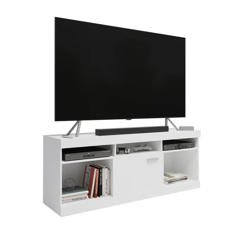 Modern White Compressed Wood 68'' Media Console with Cabinet