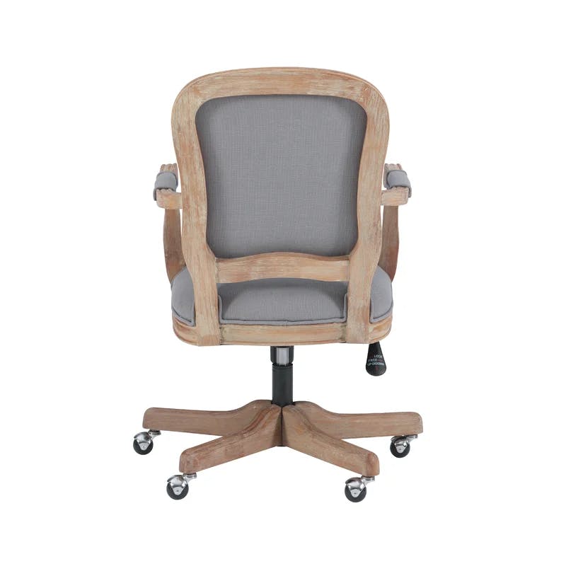Gail Rustic Brown and Light Gray Farmhouse Office Chair