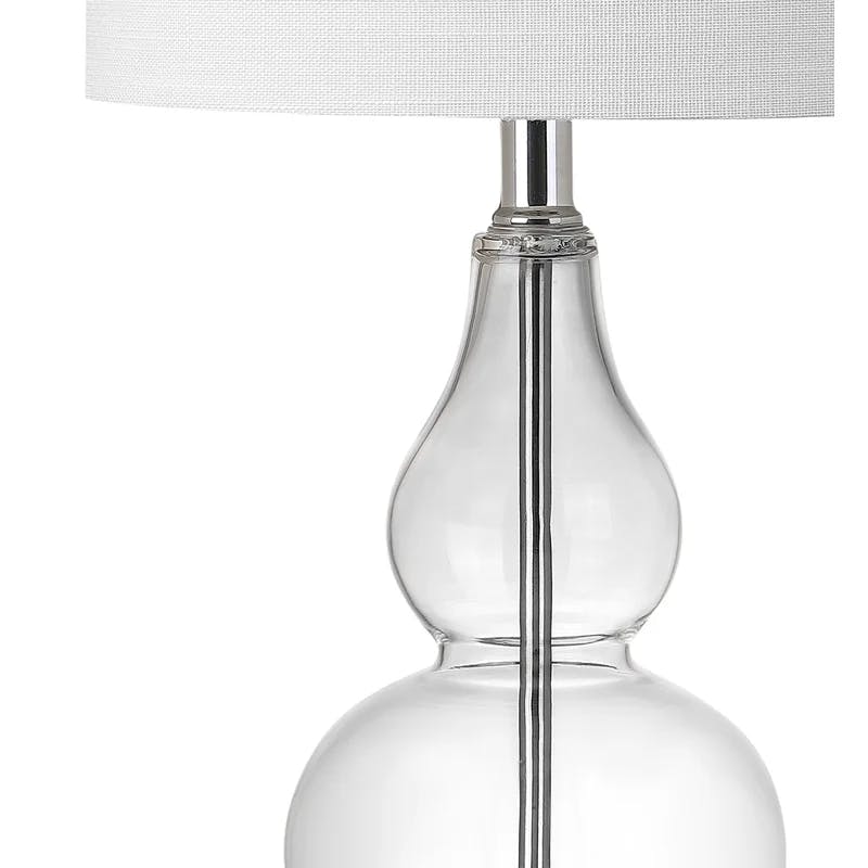 Anya 20.5" Clear Glass Mini LED Table Lamp with White Linen Shade