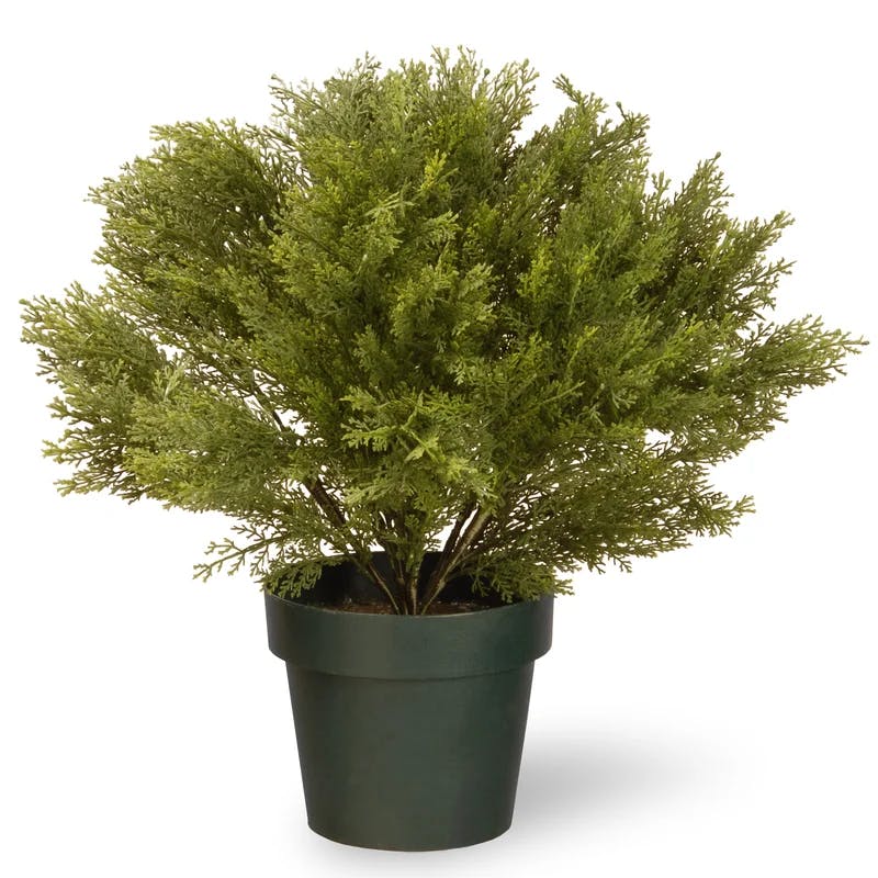 Lush 22'' Faux Cedar Globe Potted Tree for Outdoor Decor