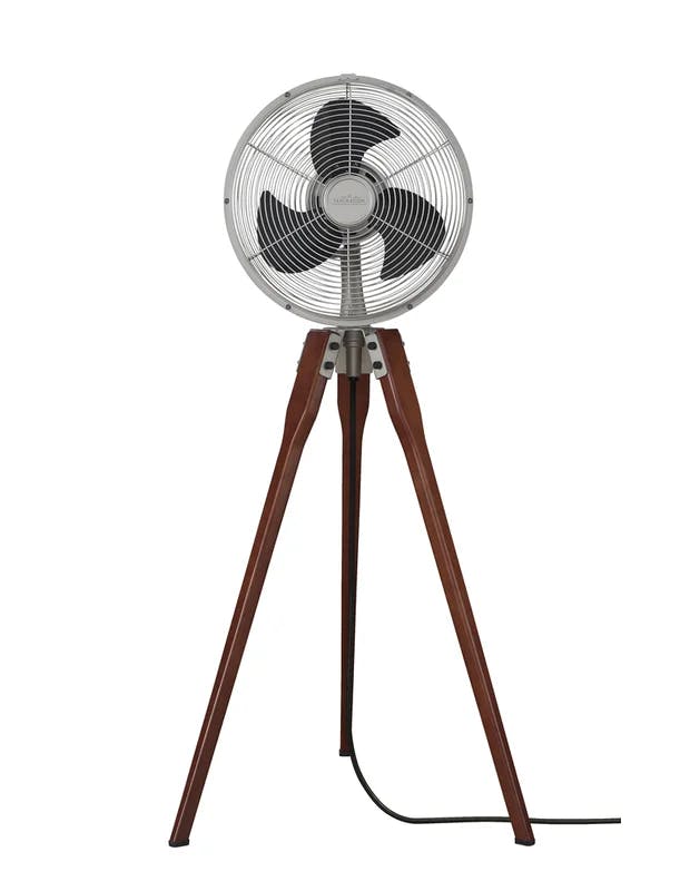 Arden Satin Nickel Oscillating Floor Fan with Three-Speed Control