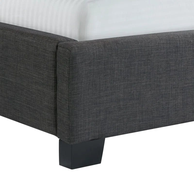 Traditional Charcoal Gray Queen Upholstered Tufted Bed with Slats