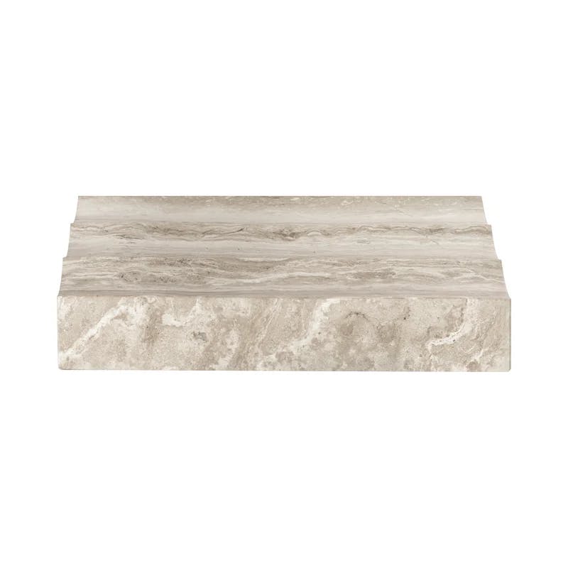 Lamura Beige Marble Free-Standing Soap Dish with Stainless Steel Accents