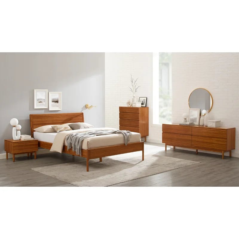 Ventura Amber King Platform Bed with Bamboo Frame and Metal Headboard