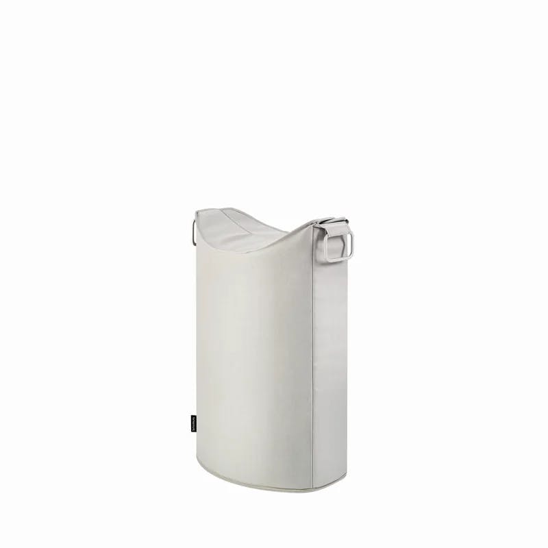 Modern Oval Sand Collapsible Laundry Hamper with Lid