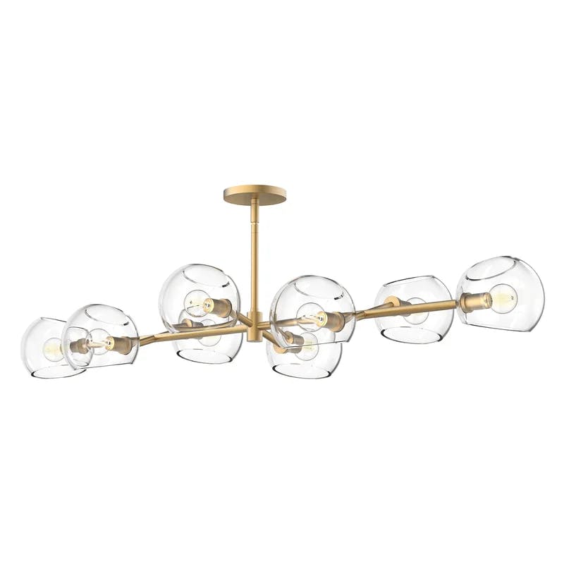 Willow 8-Light Brushed Gold Linear Pendant with Clear Glass