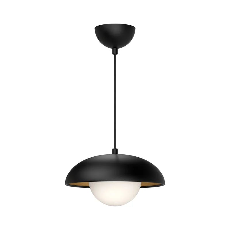 Rubio Mid-Century Modern Matte Black Globe Pendant Light