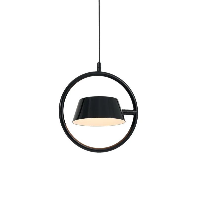 Olo 1-Light Adjustable Black Drum LED Pendant