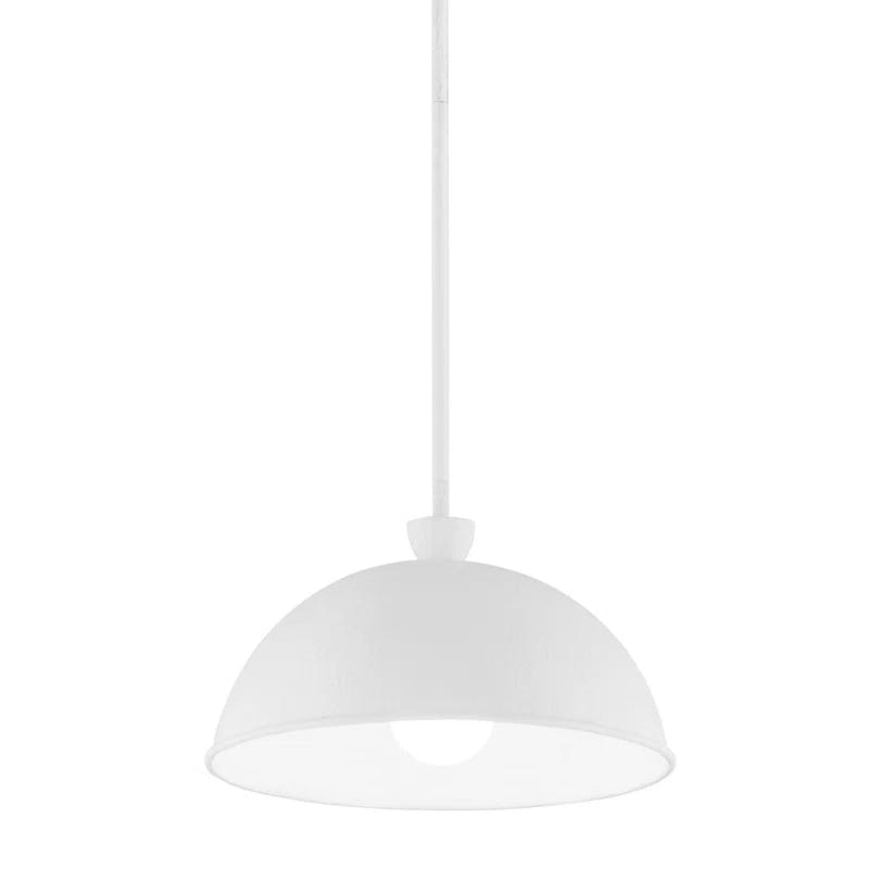 Tygo White Gesso 1-Light Dome Pendant with Metal Shade