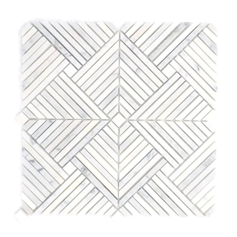 Alluro Elegance 9" x 9" Silver Marble Mosaic Shower Tile