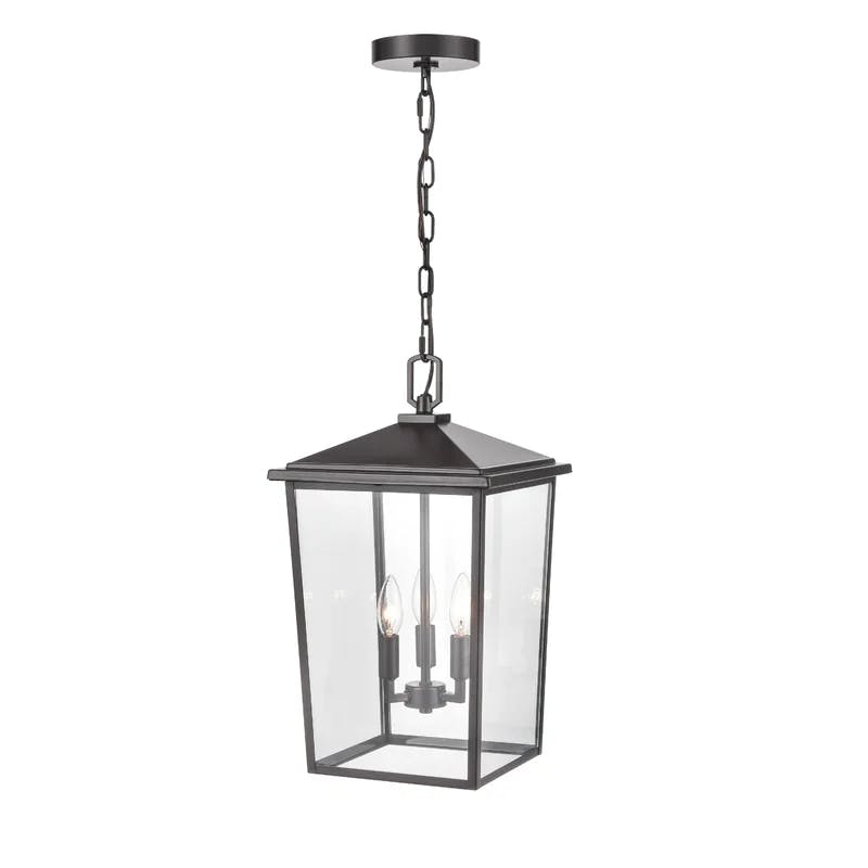 Fetterton Elegance 19.75" Bronze Outdoor Hanging Lantern with Clear Glass