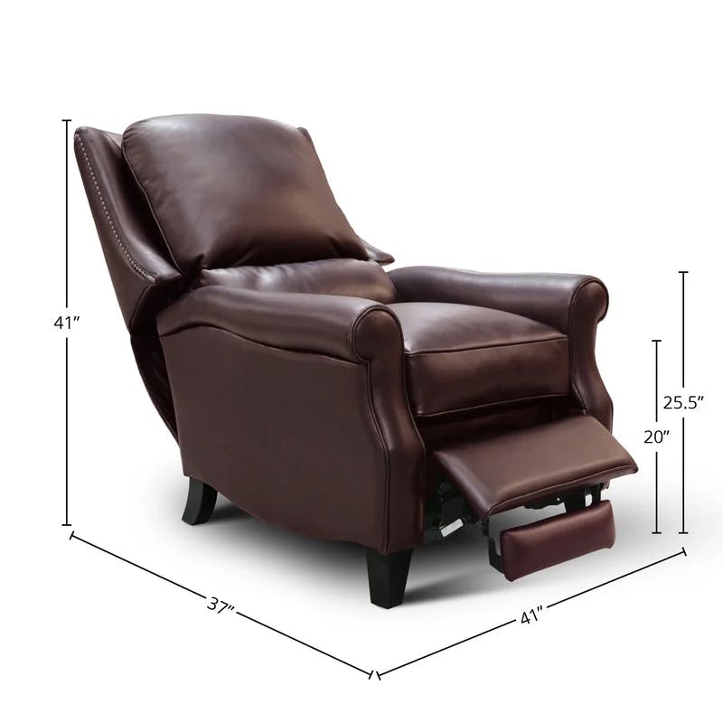 Adriana Traditional Brown Top Grain Leather Manual Recliner