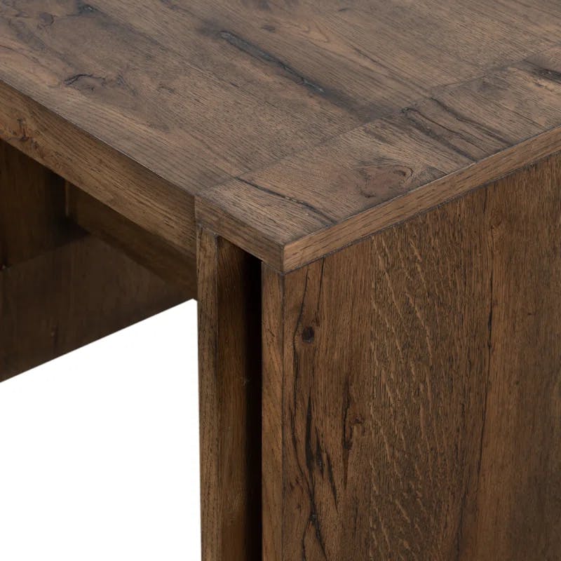 Rustic Fawn Thick Oak Veneer Rectangular End Table