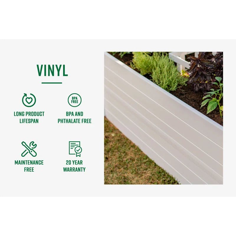 Classic Hudson 48" White Vinyl Raised Garden Bed