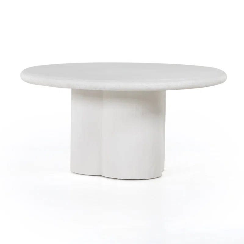 Modern Round 60'' Beige Marble & Wood Dining Table