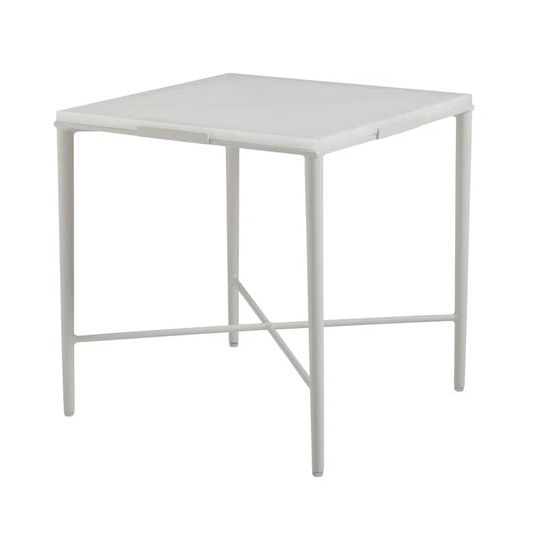 Seabrook 22" Square White Aluminum and Wicker End Table